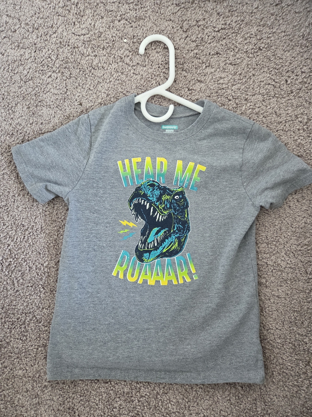 Garanimals Gray T-Shirt with Blue & Neon Yellow Dinosaur Graphic